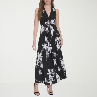 Marc New York Womens Sleeveless Floral Midi Fit + Flare Dress
