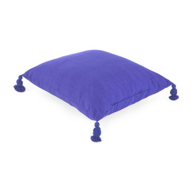 Turquoise Sun Textured With Tassels Ink Square Throw Pillow