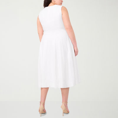 Sam And Jess Womens Plus Sleeveless Midi Fit + Flare Dress