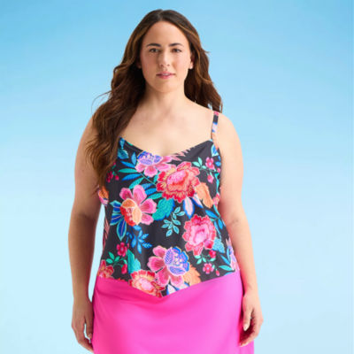 Sonnet Shores Womens Floral Plus Tankini Swimsuit Top