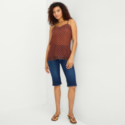 a.n.a Sheer Womens Sweetheart Neck Sleeveless Lace Trim Camisole
