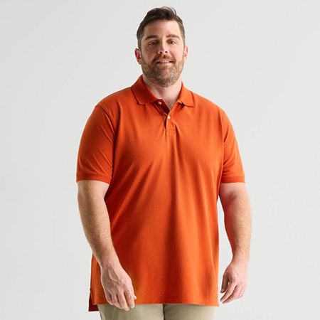 St. John's Bay Premium Stretch Big and Tall Mens Classic Fit Short Sleeve Polo Shirt, 5x-large Tall, Orange