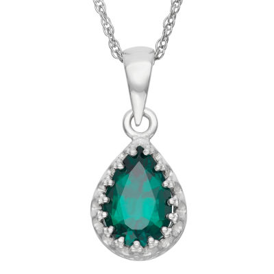 Lab-Created Emerald Sterling Silver Pendant