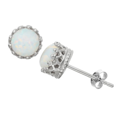 Simulated Opal Sterling Silver Earrings