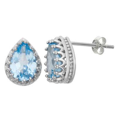 Lab-Created Aquamarine Sterling Silver Earrings