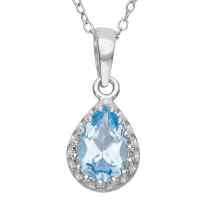 Lab-Created Aquamarine Sterling Silver Pendant Necklace