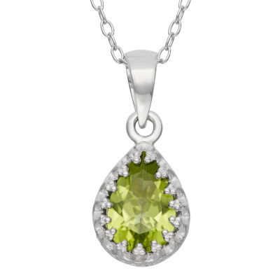 Genuine Peridot Sterling Silver Pendant Necklace