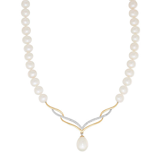 Sofia Womens 1/8 CT. T.W. Cultured Freshwater Pearl 10K Gold Pendant Necklace