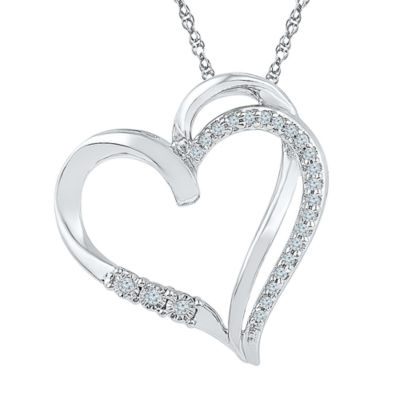 Womens 1/ CT. T.W. Natural White Diamond 10K Gold Heart Pendant Necklace