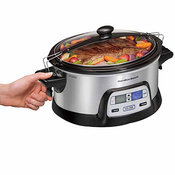 Hamilton Beach Stovetop Sear and Cook 6 qt. Stainless Steel Slow Cooker Silver