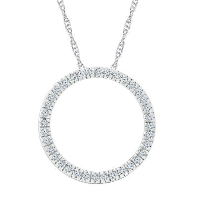 Womens / CT. T.W. Natural White Diamond 10K White Gold Circle Pendant Necklace