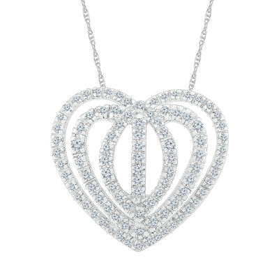Womens CT. T.W. Natural White Diamond 10K Gold Heart 18 Inch Pendant Necklace
