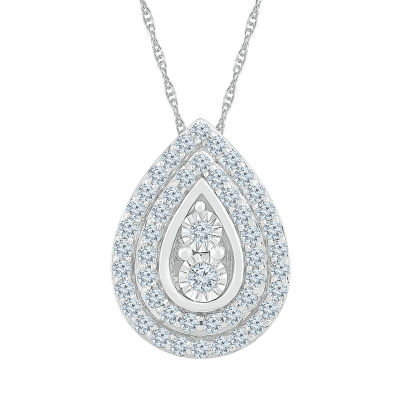 Teardrop Womens / CT. T.W. Mined White Diamond 10K White Gold Pear Pendant Necklace