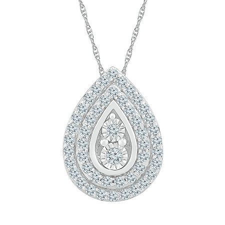 Teardrop Womens 5/8 CT. T.W. Natural White Diamond 10K White Gold Pear Pendant Necklaces, One Size -  FINE JEWELRY, 27083750018
