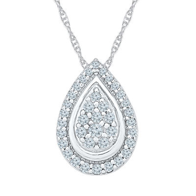 Teardrop Womens / CT. T.W. Natural White Diamond 10K White Gold Pear Pendant Necklace