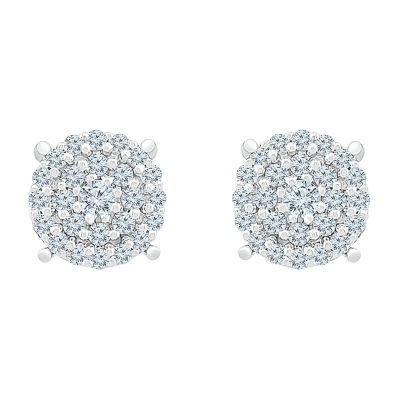 1/4 CT. T.W. Natural White Diamond 10K White Gold 5.9mm Stud Earrings