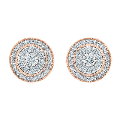 1/2 CT. T.W. Natural White Diamond 10K Two Tone Gold 10.9mm Stud Earrings