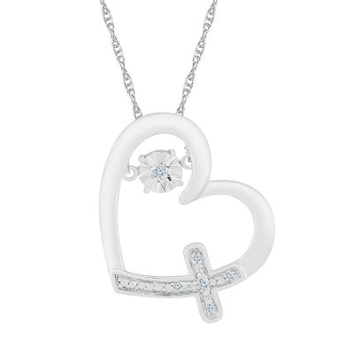 Womens Diamond Accent Mined Diamond Sterling Silver Heart Pendant Necklace