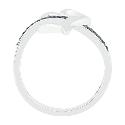 Womens Diamond Accent Natural Black Diamond Sterling Silver Heart Cocktail Ring