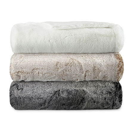 Loom + Forge Faux Fur Throw, One Size, Beige