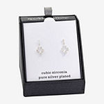 Sparkle Allure Cubic Zirconia Pure Silver Over Brass Drop Earrings