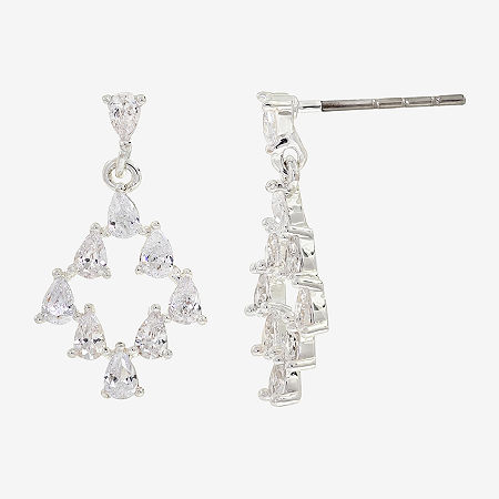 Sparkle Allure Cubic Zirconia Pure Silver Over Brass Drop Earrings, One Size