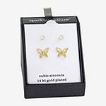 Sparkle Allure 2 Pair Cubic Zirconia Butterfly Earring Set