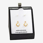 Sparkle Allure 2 Pair Cubic Zirconia Simulated Pearl Earring Set