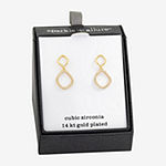 Sparkle Allure Cubic Zirconia 14K Gold Over Brass Oblong Drop Earrings