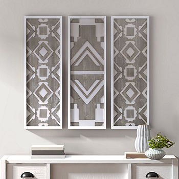 Madison Park Mandal Panel Wood 3-pc. Wall Art Sets, Color: Gray - JCPenney