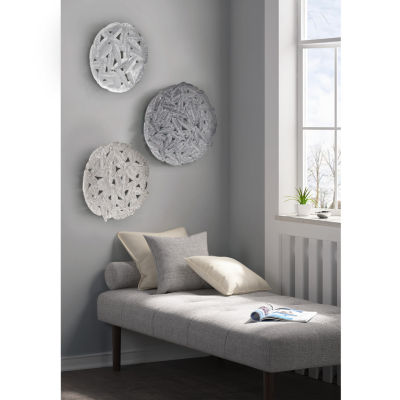 Madison Park Rosalie Textured Feather Metal Disc 3-pc. Wall Art Set