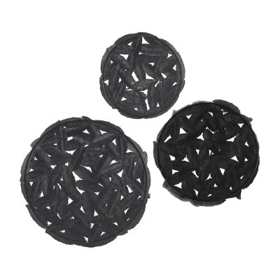 Madison Park Rosalie Textured Feather Metal Disc 3-pc. Wall Art Set