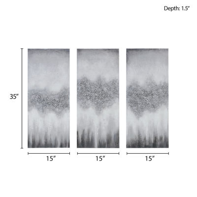 Madison Park Glitter Luminous Hand Painted 3pc Set Canvas Art