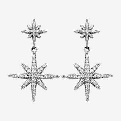 Paris 1901 By Charles Garnier North Star White Cubic Zirconia Sterling Silver Star Drop Earrings