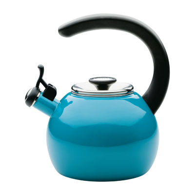 Circulon Enamel On Steel 2-Qt. Whistling Induction Tea Kettle with Flip-Up Spout