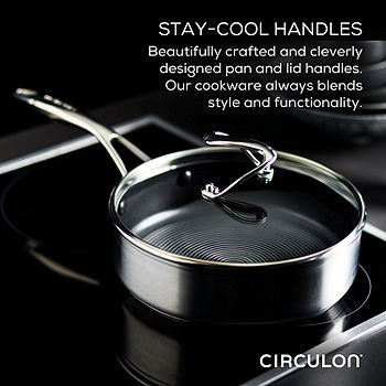 Circulon Clad Stainless Steel Induction Wok with Glass Lid and Hybrid  SteelShield and Nonstick Technology, 14-Inch, Silver
