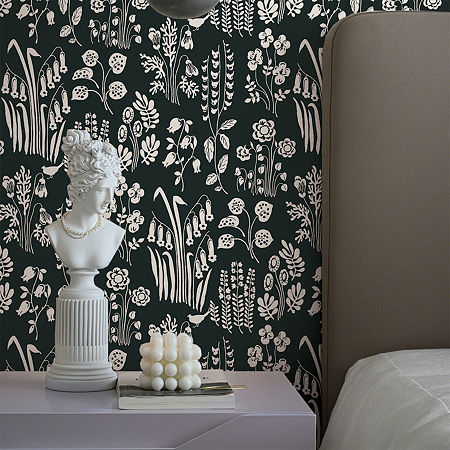 Tempaper Tallulah Peel & Stick Wallpaper, One Size, Black