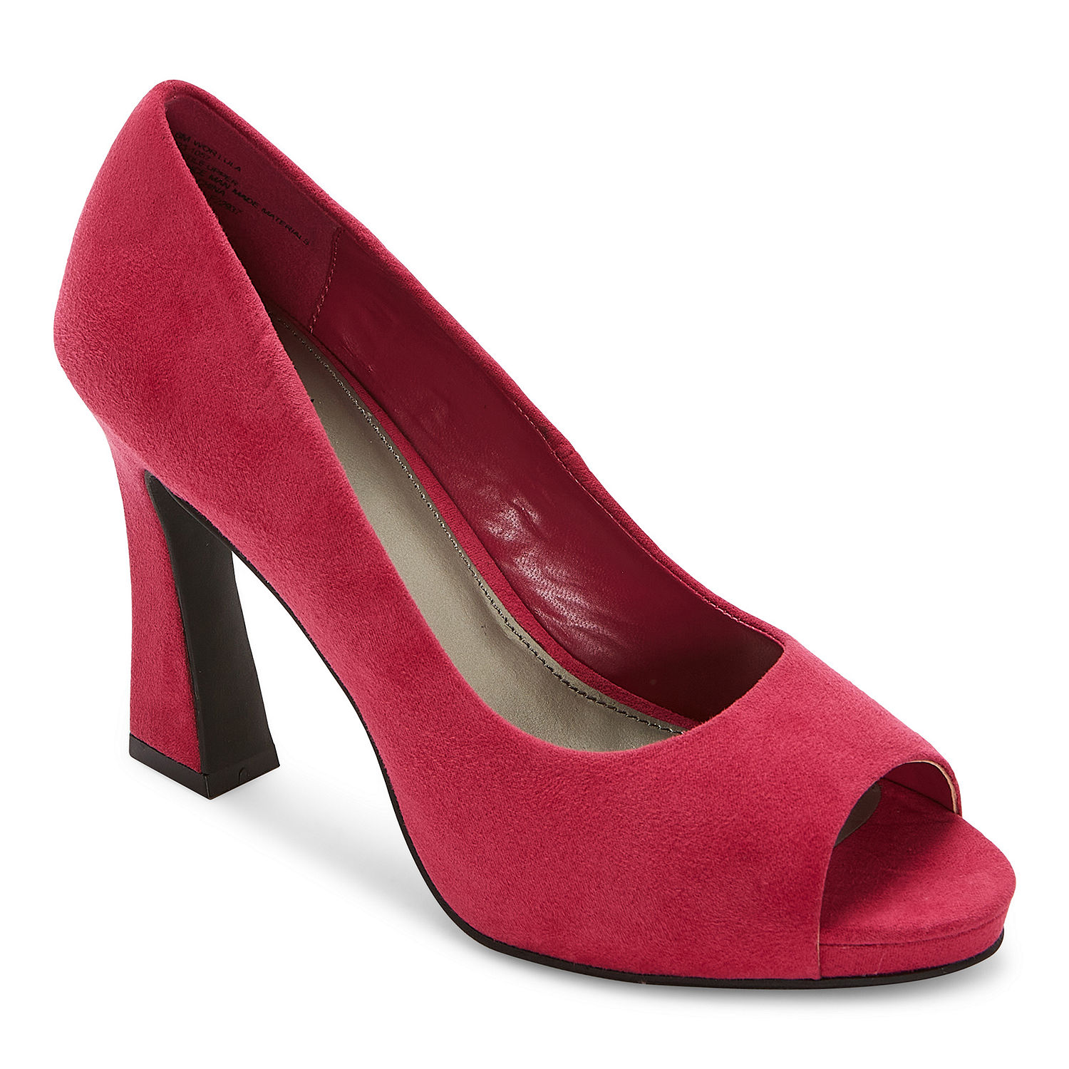 Worthington Womens Lula Peep Toe Flared Heel Pumps - JCPenney