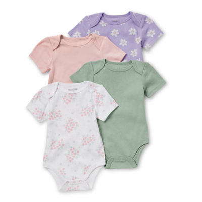 Okie Dokie Baby Girls 4-pc. Crew Neck Short Sleeve Bodysuit, Color ...