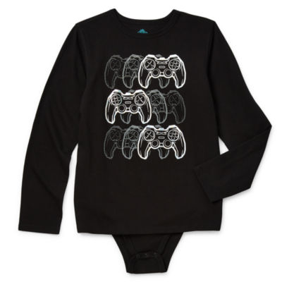 Thereabouts Little & Big Boys Adaptive Crew Neck Long Sleeve Bodysuit