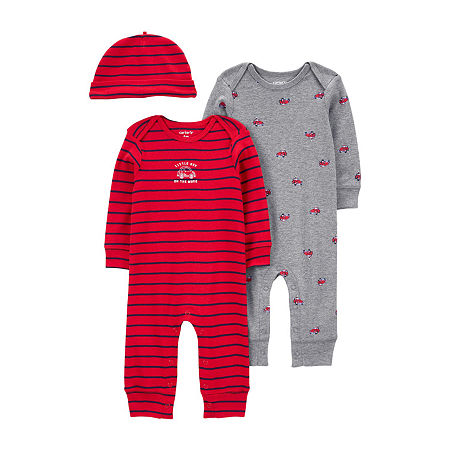 Carter's Baby Boys Long Sleeve 3-pc. Jumpsuit, 3 Months, Red