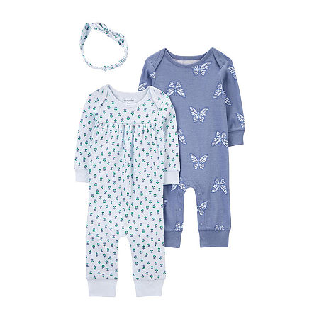 Carter's Baby Girls Long Sleeve 3-pc. Jumpsuit, 9 Months, Blue