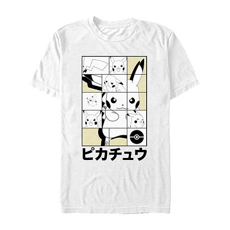 Mens Short Sleeve Pokemon Graphic T-Shirt, Small, White