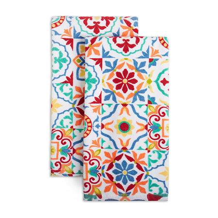 Fiesta Worn Tiles 2-pc. Kitchen Towel Set, One Size, Orange