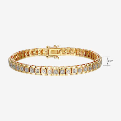 Sparkle Allure Diamond Accent 14K Gold Over Bronze 7.25 Inch Tennis Bracelet
