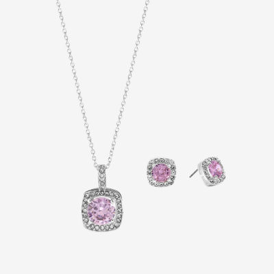 Sparkle Allure Light Up Box Halo 2-pc. Cubic Zirconia Pure Silver Over Brass Square Jewelry Set