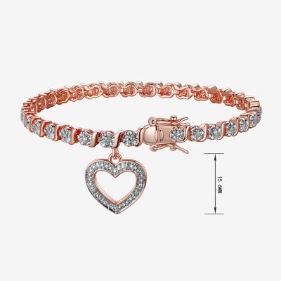 Sparkle Allure Diamond Accent Bronze 7.25 Inch Heart Tennis Bracelet