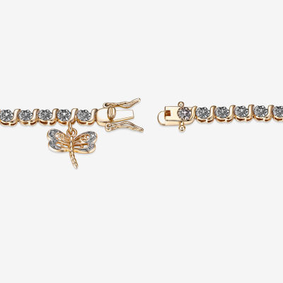 Sparkle Allure Dragonfly 14k Gold Over Bronze Diamond Accent Bronze 7.25 Inch Round Tennis Bracelet