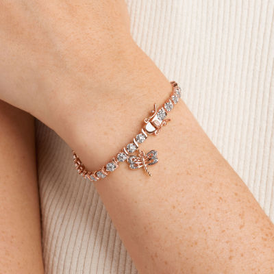 Sparkle Allure Dragonfly 14k Rose Gold Over Bronze Diamond Accent Bronze 7.25 Inch Round Tennis Bracelet