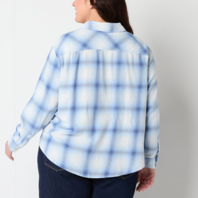 a.n.a Plus Womens Long Sleeve Blouse